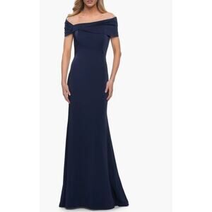 La Femme New Women's Off the Shoulder Gown Navy Size 10 Mother of the Bride